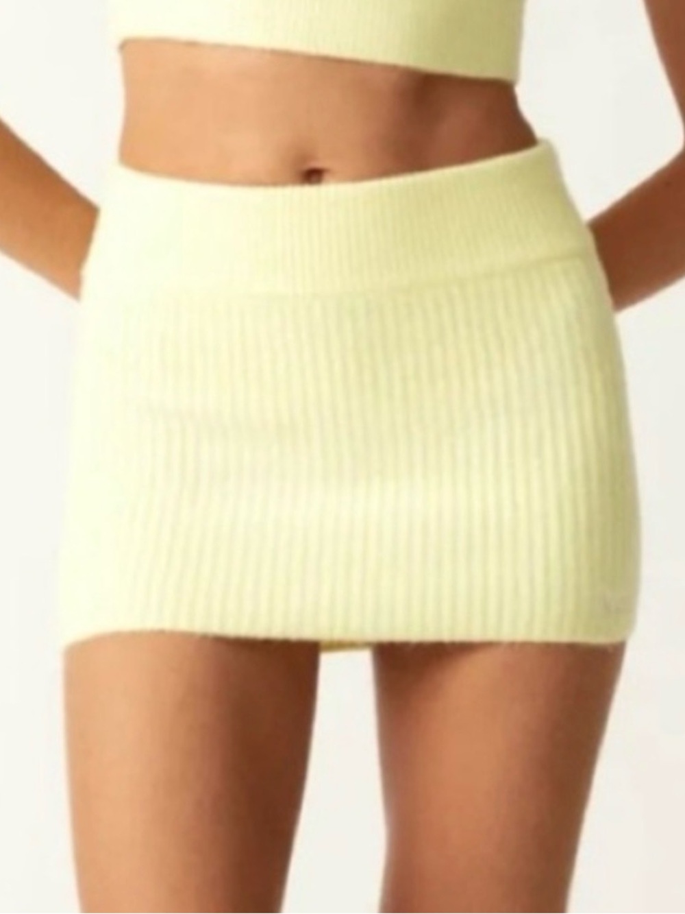 Kith Ribbed Mini Skirt - Pale Yellow